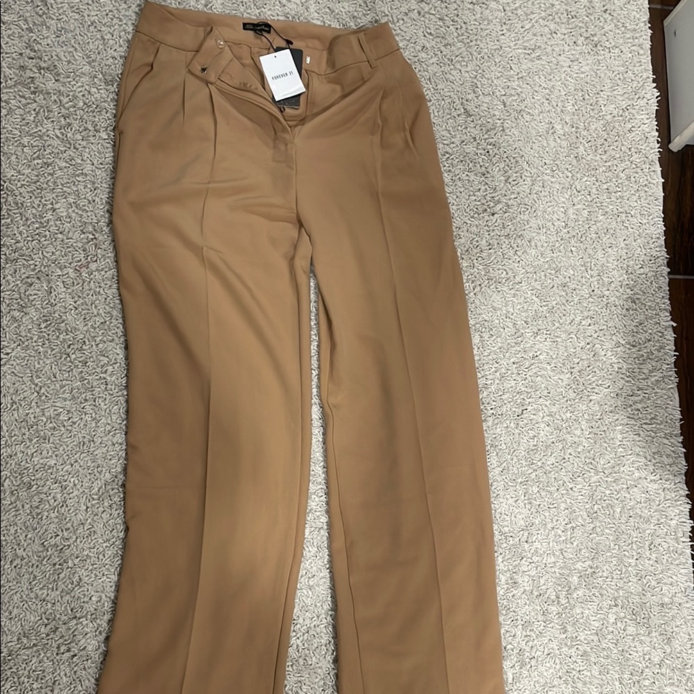 Forever 21 Camel High-Waist Trousers